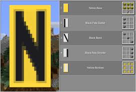 Banner N Black On Yellow Minecraft Banner Designs Minecraft Banners Minecraft Decorations
