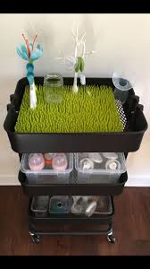 Ikea Hack We Lack Counter Space So We Opted For A Raskog Cart Two Samla Bins For Bottles Flanges And A Baby Organization New Baby Products Baby Life Hacks