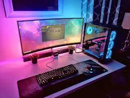 All The Necessities For Getting Work Done Gaming Room Setup Video Game Rooms Game Room Design