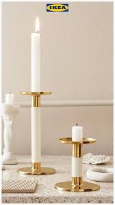 Glittrig Ivory Gold Colour Candlestick Set Of 3 Ikea Candlesticks Gold Home Decor Standing Candle Holders