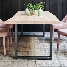 Reclaimed distressed round dining table. Link Oak Wood Metal Designer Large Dining Table