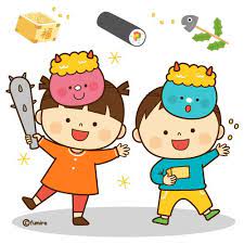 豆まきをする子どもたちのイラスト 豆 恵方巻き イワシ ソフト 恵方巻き イラスト 節分 クラフト イラスト