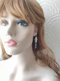 Art Deco Navy Blue Pearl Drop Earrings: Bridal Statement Jewellery Wedding  1920s