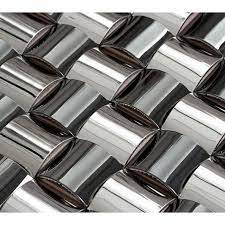 The kitchen backsplash is placed on the kitchen wall between the countertops and the wall cabinets. Silver Chrome Stainless Steel Backsplash Arched Mosaic Bravotti Com