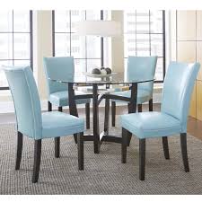 Matinee 5 Piece Dining Set With Parson Side Chairs By Steve Silver Leather Dining Chairs Dining Room Bar Home Decor