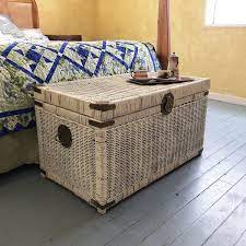5.0 out of 5 stars nice trunk! Vintage Boho Wicker Trunk Rattan Trunk Coffee Table Large Wicker Chest Storage Lots Of Shabby Distressed Character Wicker Chest Wicker Trunk Painted Wicker