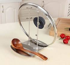 Find More Spoon Rests Pot Clips Information About Unique Design Stainless Steel Pan Pot Rack Cover Lid Rack Stand Spoon Holder Holder Kitchen Tool High Qual