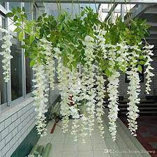 E Joy 3 6 Feet Artificial Wisteria Vine Ratta Silk Hanging Flower Wedding Decor 24 Pieces White Walmart Com In 2021 Hanging Flowers Fake Flowers Artificial Silk Flowers
