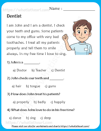 Chocolate is good for you 2 grade/level: Dentist Reading Comprehension For Grade 2 Your Home Teacher