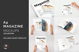 A4 Magazine Mockup Pack By Carlos Viloria On Creativemarket Awesome Pack Of A4 Magazine Mockups That Will Magazine Mockup Cover Design Magazine Cover Template