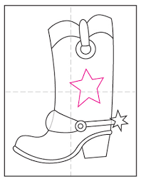 Easy How To Draw Cowboy Boots Tutorial And Cowboy Boot Coloring Page