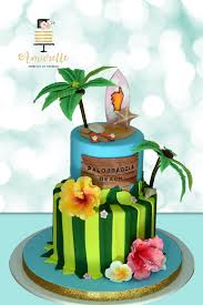 Gateau Tropical Ile Et Palmier Fleurs D Hibiscus Gateau Palmier Idee Gateau Anniversaire Deco Gateau