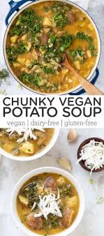 Chunky Vegan Potato Soup With Leeks Kale Simply Quinoa Recipe In 2020 Vegan Potato Vegan Meal Plans Vegan Potato Soup