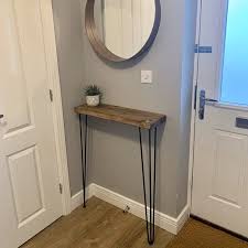 Narrow Console Table With Hairpin Legs Free Delivery Wooden Etsy In 2020 Narrow Console Table Rustic Hallway Table Narrow Hallway Decorating