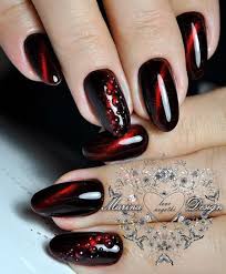 Black And Red Cat Eye Nails Cat Eye Nails Are For Goth Queens Too Eye Nail Art Cat Nails Cat Eye Nails