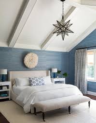 I remember when grasscloth was all the rage, then dissappeared when wallpaper of any kind became passé. Master Bedroom With Navy Grasscloth Wallpaper And Linen Textiles Small Master Bedroom Coastal Master Bedroom Coastal Bedrooms