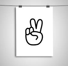 Black And White Peace Sign Peace Sign Emoji Black And White Fun Motivational Etsy In 2020 Peace Sign Emoji Wall Prints Peace Sign