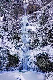 Multnomah falls frozen icicles in winter season at columbia river gorge closeup. Multnomah Falls Frozen Photograph By Varma Penumetcha