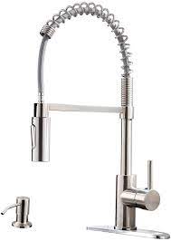 If you are investing in these commercial kitchen faucets for your commercial buildings, you are when you are looking for an ideal commercial kitchen faucet, you should check to see if there is an. Appaso Commercial Kitchen Faucet Pull Down Sprayer With Soap Dispenser Stainless Steel Brushed Nickel High Arc Tall Modern Single Handle Spring Kitchen Sink Faucet With Pull Out Spray Amazon Com