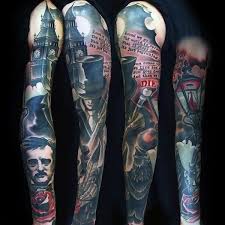 To me, it's too bad there aren't more gothic poe tattoos, as his works fall mainly in that genre, as well as in satire, science fiction, and detective themes. 60 Edgar Allan Poe Tattoo Designs For Men Literature Ink Ideas