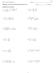 Simplifying Rational Expressions Worksheet Algebra 2 Kids Activities