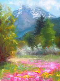Pioneer Peaking Flowers And Pioneer Peak Mountain In Alaska Fine Art Prints By Talya Johnson Alaska Painting Landscape Paintings Art
