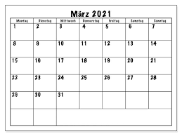 Sie können die kalender auch auf ihrer webseite einbinden oder in ihrer publikation abdrucken. Kostenlos Druckbare Marz 2021 Kalender Vorlage In Pdf Schulferien Kalender