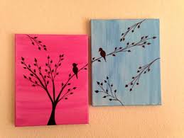 Easy Bird Paintings On Canvas Love Birds Painting Acrylic Painting Canvas Art Pink Blue Background Birds Silhouette Wall Dec Bird Painting Acrylic Canvas Art Painting Small Canvas Paintings