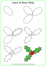 Learn To Draw Holly Christmas Drawing Xmas Drawing Christmas Doodles