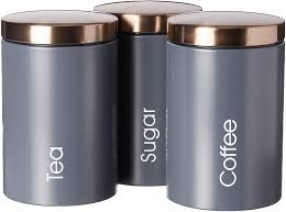 Most kitchen canister sets are very useful for storing food in the kitchen. Amazon Com Megachef Food Storage And Organization Canister Set Collection 3 Piece Gray Kitchen Dining