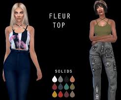 Leo 4 Sims Fleur Top Recolored Sims 4 Downloads Custom Content Sims Sims 4 Clothing Sims 4