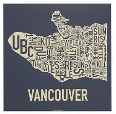 Vancouver Typographic Neighbourhood Map Vancouver Map Vancouver Neighborhoods Vancouver