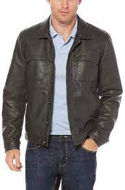 Perry Ellis Faux Leather Trucker Jacket Faux Leather Jacket Men Leather Jacket Mens Outdoor Jackets