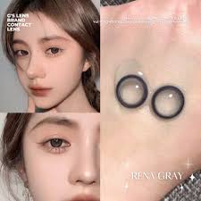 Kính áp tròng Gslens RENA GRAY màu xám xanh tự nhiên hot Douyin cận 6 tháng  G.DIA 14.2mm có độ (0-8)