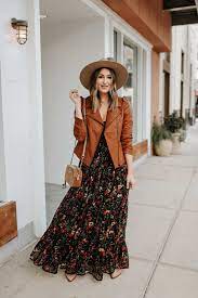 Floral Maxi Dress With Leather Jacket Wear When Maxi Dress Winter Winter Maxi Dress Outfit Womens Maxi Dresses