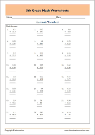 Free math worksheets for grade 5. 5th Grade Math Worksheets For Free Pdf And Printables Edumonitor Maths Worksheet Decimals First Time Fun 1st Subtraction Word Problems 1 Expenses Income Spreadsheet Food Budgeting Calamityjanetheshow