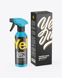 Spray Bottle With Paper Box Mockup In Bottle Mockups On Yellow Images Object Mockups