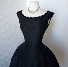 1950 S Dress Exquisite Dior Inspired New Look Suzy Perette New York Black Bouffant Cocktail Dress With Jet Beads Vintage Dresses Ball Skirt Timeless Dress