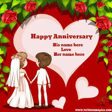 If you would rather have a little help consider designing you card with the help of some computer design software. Write Your Name On Happy Anniversary Wishes Card