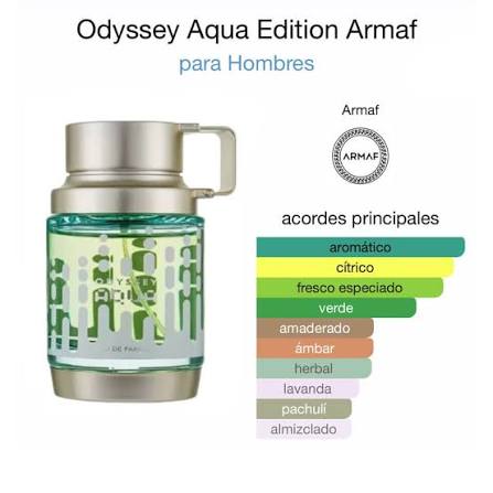 Armaf Odyssey Aqua Edition Eau de Parfum 100 ml Odyssey Aqua Edition de  Armaf es una fragancia de la familia olfativa Amaderada Aromática para  Hombres. Esta fragrancia es nueva. Odyssey Aqua Edition