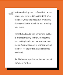 Formel 1 / euro 2020: Lando Norris Uhr Geklaut Beim Em Spiel