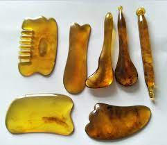琥珀色面部撥筋棒眼部按摩棒足底穴位點穴棒刮痧按摩板撥經棒美容 diy