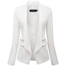 Black And White Blazer Womens Sheinside Women S White Long Sleeve Zipper Fitted Blazer 28 Liked On Polyvore Featuring Outerwear Jackets Blazers Zipper B Clothes Fashion White Blazer