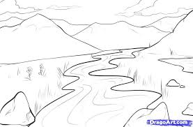 But we can still see big boulders behind the water. How To Draw A Field Step By Step Landscapes Landmarks Places Free Online Drawing Tutorial Add Landscape Drawing Easy Landscape Sketch Landscape Drawings