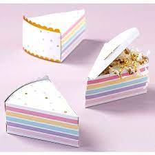 Pastel Rainbow Cake Slice Favor Boxes 12ct Party City Boite Dragees Gateau En Tranches Pochette Cadeau