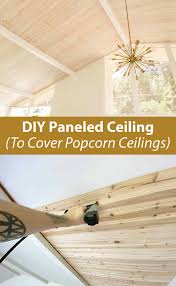 Diy Paneled Ceiling How To Cover Popcorn Ceilings A Beautiful Mess In 2020 Covering Popcorn Ceiling Popcorn Ceiling Living Room Ceiling