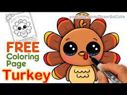How To Draw A Cute Turkey Step By Step Easy Thanksgiving Cute Drawings Thanksgiving Drawings Cute Little Drawings