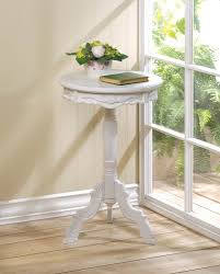 Small White Distressed Round French Shabby Baroque Bedside Pedestal End Table White Accent Table Wood Accent Table Round Accent Table
