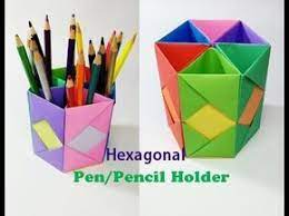 How To Make Pen Stand Origami Pen Holder Paper Pencil Holder Hexagonal Pen Holder Youtube Origami Pencil Holder Diy Pencil Holder Pen Holder Diy