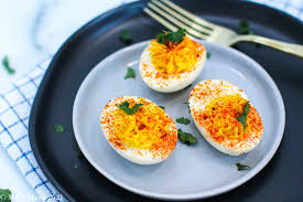 Place eggs in a single layer in a saucepan; Healthy Deviled Eggs Mae S Menu